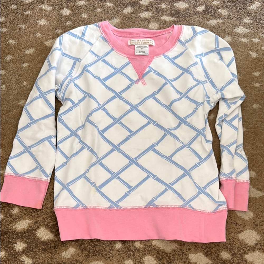 J. Crew Crewneck Sweater - White with Pink Trim